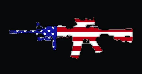 Rifle with American flag painted on, isolated on black background 3d illustration