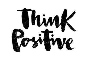 Vektör çizim logo, el ilanı, afiş, davet veya tebrik kartı, kartpostal için olumlu düşünüyorum. Pozitif tipografi poster düşünüyorum. El ile yazılmış modern yazı. Pozitif teklif düşünüyorum.