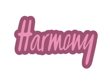 Harmony logo, el ilanı, afiş, davet veya tebrik kartı, kartpostal için vektör Illustration. Uyum tipografi poster. El ile yazılmış modern yazı. Uyum tırnak dokulu arka plan üzerinde.