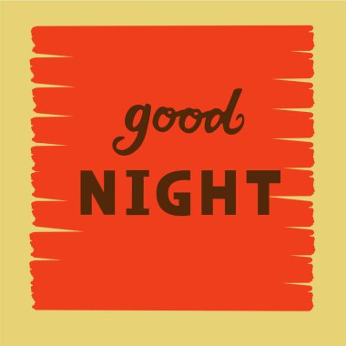 İyi geceler metin logo, el ilanı, afiş, tebrik kartı vektör çizim. 