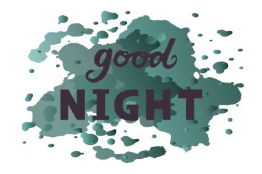 İyi geceler metin logo, el ilanı, afiş, davetiye veya tebrik kartı, kartpostal, tipografi poster için vektör Illustration. El ile yazılmış modern yazı. Dokulu arka plan üzerinde ilham alıntı.