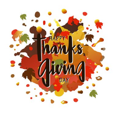 Mutlu Şükran günü için davetiye, tebrik kartı, kartpostal, tipografi poster.