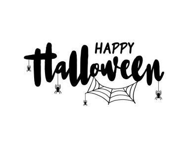 Cadılar Bayramın kutlu olsun vektör Illustration örümcek ve web afiş, tebrik kartı, yeni yıl eğlencesi daveti, kartpostal, tipografi poster için. Yazı el yazısı. Tatil hat alıntı adresinden arka plan.