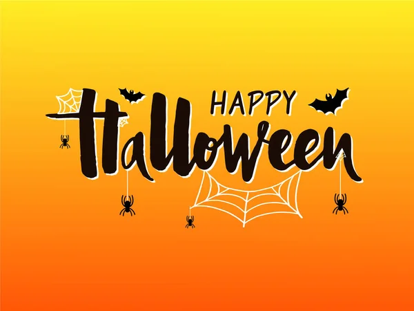 Ilustração Vetorial Feliz Halloween Com Morcego Aranha Web Para Banner — Vetor de Stock