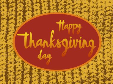 Şükran günün kutlu olsun vektör Illustration logo, el ilanı, afiş, davetiye veya tebrik kartı, kartpostal, tipografi poster için. El ile yazılmış modern yazı. Tatil teklif dokulu arka plan üzerinde.