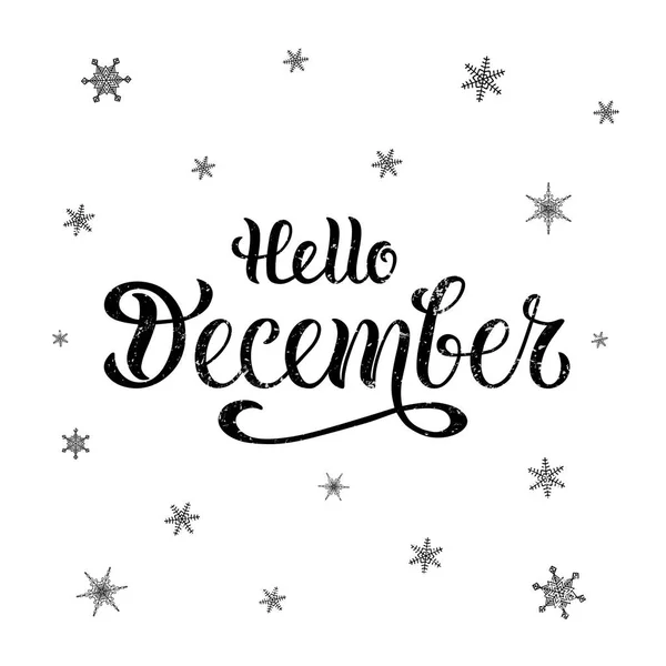 Hello December Calendar Invitation Greeting Card Postcard Typography Poster Banner — Stock Vector