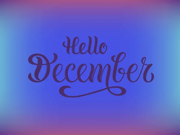 Hello December Calendar Invitation Greeting Card Postcard Typography Poster Banner — Stock Vector
