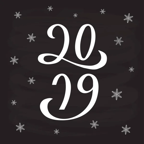 2019为新年日历 邀请或贺卡 明信片 排版海报 手写的现代刻字 2019在纹理背景的圣诞节 矢量插图 Eps — 图库矢量图片