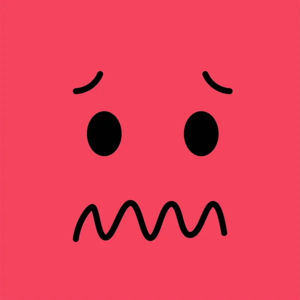 Confused funny emotion emoji face. Sad face on pink background. Simple emoticons pictograms. Vector illustration EPS 10.