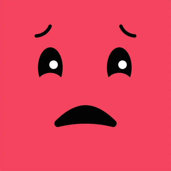 混乱している 悲しい 面白い感情絵文字顔 ピンクの背景に悲しそうな顔 シンプルな絵文字ピクトグラム ベクトル イラスト Eps — ストックベクタ