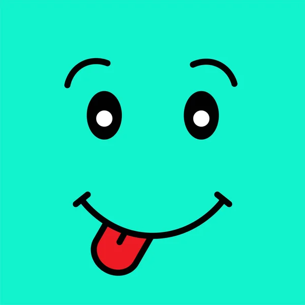 Rindo Emoji Emoção Engraçada Cara Sorridente Fundo Azul Emoticons Simples —  Vetores de Stock