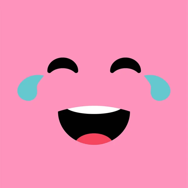 Laughing funny emotion emoji face. Smile face on pink background. Simple emoticons pictograms. Vector illustration EPS 10.