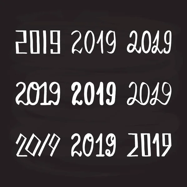 2019 handwritten lettering set for New Year. Vector illustration. — Stock Vector