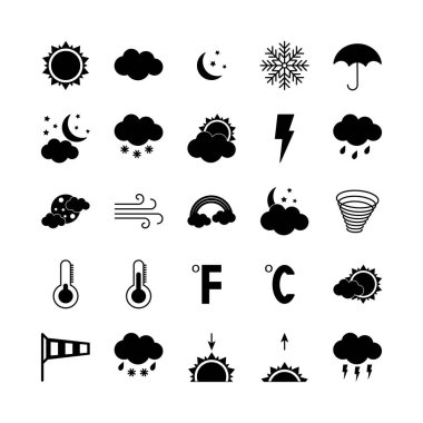 Siluet hava Icons set. Düz vektör çizim.