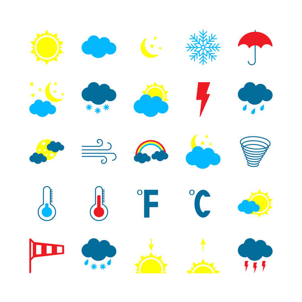 Modern weather icons set. Flat vector illustration.