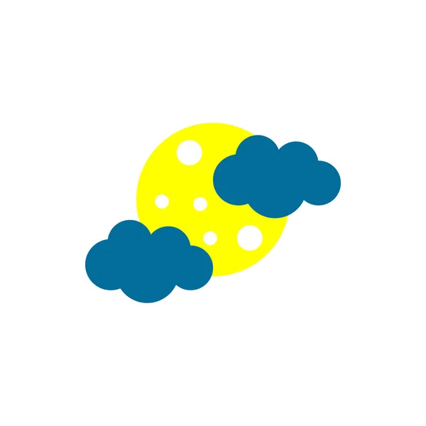 Значок погоды. Луна с облаками. Плоская векторная иллюстрация . — стоковый вектор