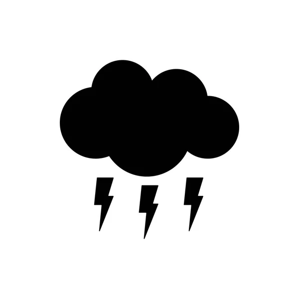 Облако с иконой погоды силуэта молнии. Плоская векторная иллюстрация . — стоковый вектор