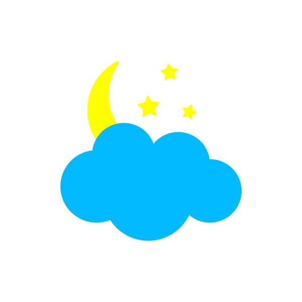 Значок погоды. Луна со звездой и облаком. Плоская векторная иллюстрация . — стоковый вектор