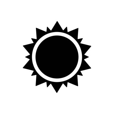 Güneş siluet hava simgesi. Düz vektör çizim. Siyah sembolü beyaz arka plan yazdırma veya web üzerinde izole.