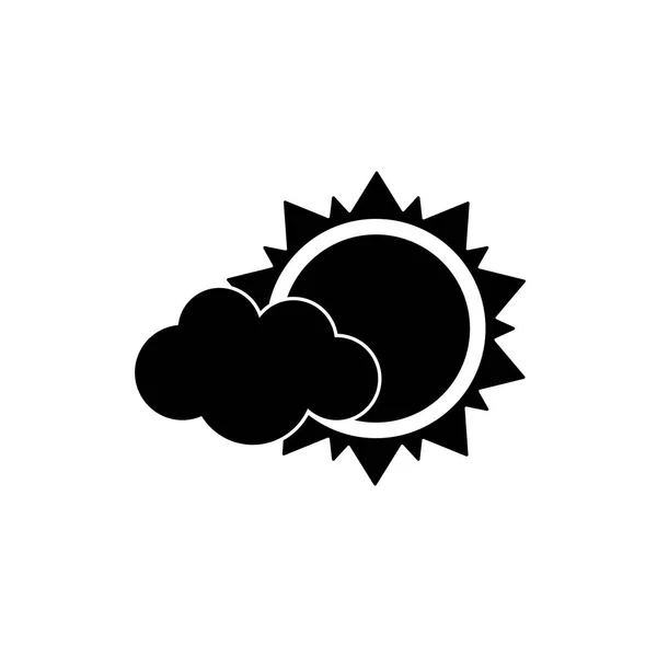 Солнце Иконой Погоды Силуэта Облака Плоский Векторный Рисунок Черные Символы — стоковый вектор