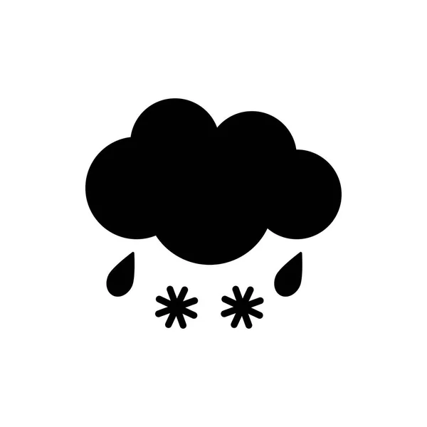 Yağmur Kar Siluet Hava Simgesiyle Bulut Düz Vektör Çizim Beyaz — Stok Vektör