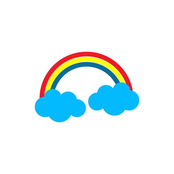 Arc-en-ciel avec nuages icône météo. Illustration vectorielle plate . — Image vectorielle