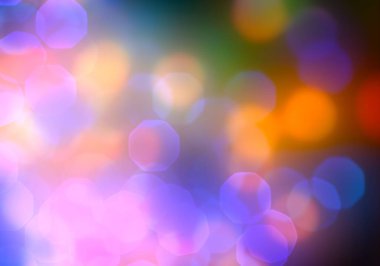 Bokeh soyut dokusu. Renkli. Odaklanmamış arka plan. Bulanık parlak ışık. Dairesel noktalar. 
