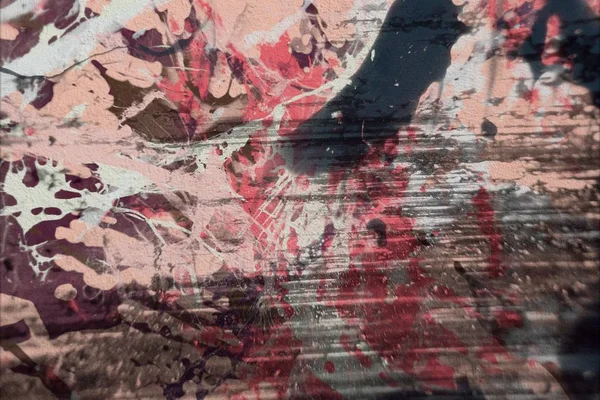 Grunge çağdaş sanat. El sanat yapılmış. renkli doku. Modern sanat. Yağlı boya darbeleri. Darbeleri. Sanatsal arka plan. Soyut resim tuval üzerine.