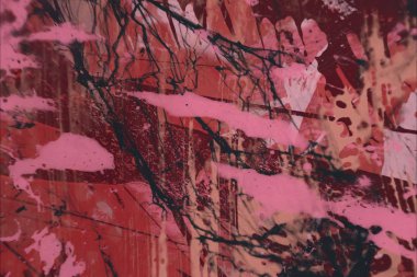 Grunge çağdaş sanat. El sanat yapılmış. renkli doku. Modern sanat. Yağlı boya darbeleri. Darbeleri. Sanatsal arka plan. Soyut resim tuval üzerine.