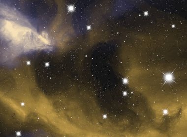 Derin uzay yıldız alanı. Evren yıldızlarla ve gazla dolu. çok uzak bir evren çizimi.