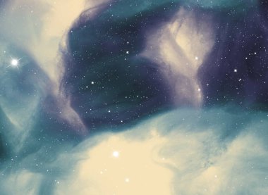 Derin uzay yıldız alanı. Evren yıldızlarla ve gazla dolu. çok uzak bir evren çizimi.