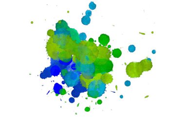 Soyut suluboya aquarelle elle çizilmiş boya sıçramak leke beyaz arka plan üzerinde