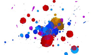 Soyut suluboya aquarelle elle çizilmiş boya sıçramak leke beyaz arka plan üzerinde