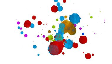 Soyut suluboya aquarelle elle çizilmiş boya sıçramak leke beyaz arka plan üzerinde