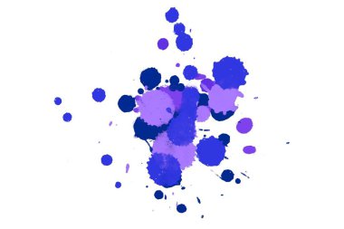 Soyut suluboya aquarelle elle çizilmiş boya sıçramak leke beyaz arka plan üzerinde