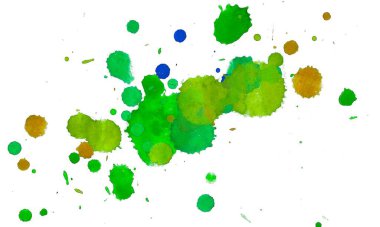 Soyut suluboya aquarelle elle çizilmiş boya sıçramak leke beyaz arka plan üzerinde
