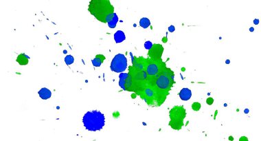 Soyut suluboya aquarelle elle çizilmiş boya sıçramak leke beyaz arka plan üzerinde