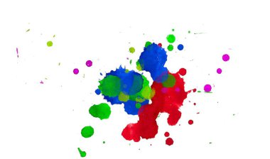 Soyut suluboya aquarelle elle çizilmiş boya sıçramak leke beyaz arka plan üzerinde