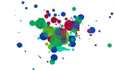 Soyut suluboya aquarelle elle çizilmiş boya sıçramak leke beyaz arka plan üzerinde