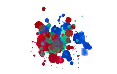 Soyut suluboya aquarelle elle çizilmiş boya sıçramak leke beyaz arka plan üzerinde