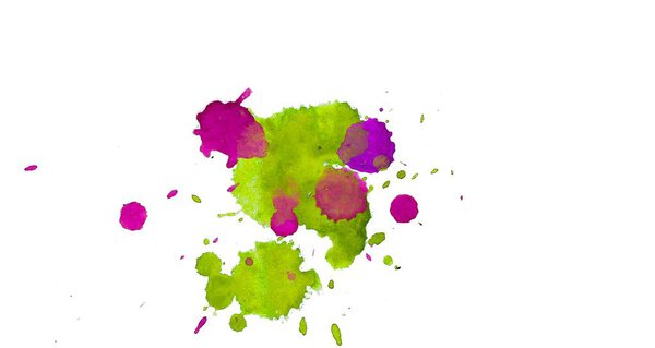 Abstract watercolor aquarelle hand drawn paint splatter stain on white background