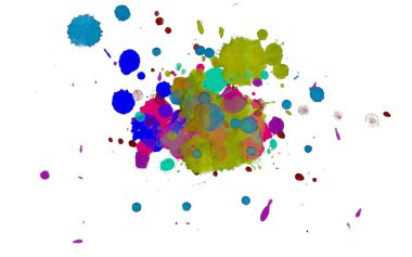 Soyut suluboya aquarelle elle çizilmiş boya sıçramak leke beyaz arka plan üzerinde