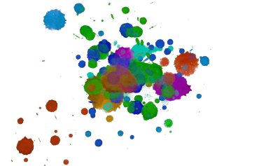 Soyut suluboya aquarelle elle çizilmiş boya sıçramak leke beyaz arka plan üzerinde