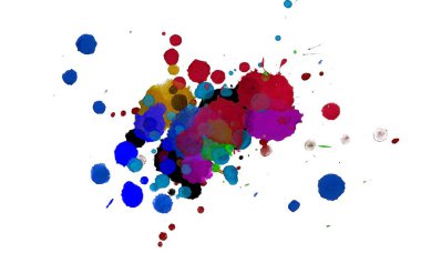 Soyut suluboya aquarelle elle çizilmiş boya sıçramak leke beyaz arka plan üzerinde