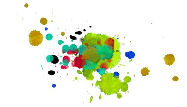 Soyut suluboya aquarelle elle çizilmiş boya sıçramak leke beyaz arka plan üzerinde