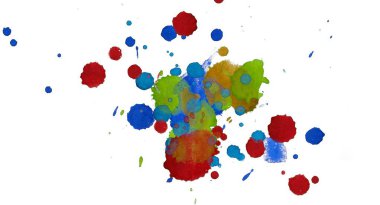 Soyut suluboya aquarelle elle çizilmiş boya sıçramak leke beyaz arka plan üzerinde