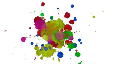 Soyut suluboya aquarelle elle çizilmiş boya sıçramak leke beyaz arka plan üzerinde