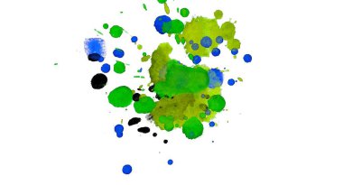 Soyut suluboya aquarelle elle çizilmiş boya sıçramak leke beyaz arka plan üzerinde