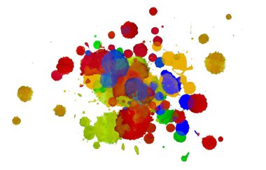 Soyut suluboya aquarelle elle çizilmiş boya sıçramak leke beyaz arka plan üzerinde