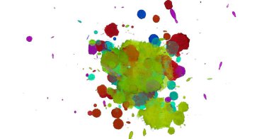 Soyut suluboya aquarelle elle çizilmiş boya sıçramak leke beyaz arka plan üzerinde